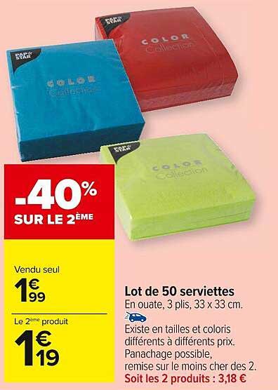 Lot De 50 Serviettes