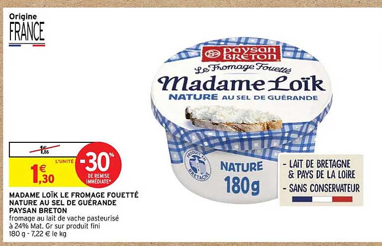 madame loïk le fromage fouetté nature au sel de guérande paysan breton