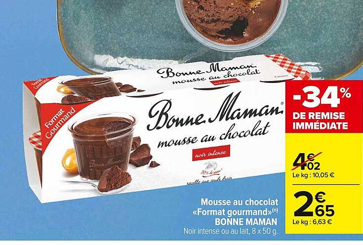 mousse au chocolat «format gourmand» bonne maman