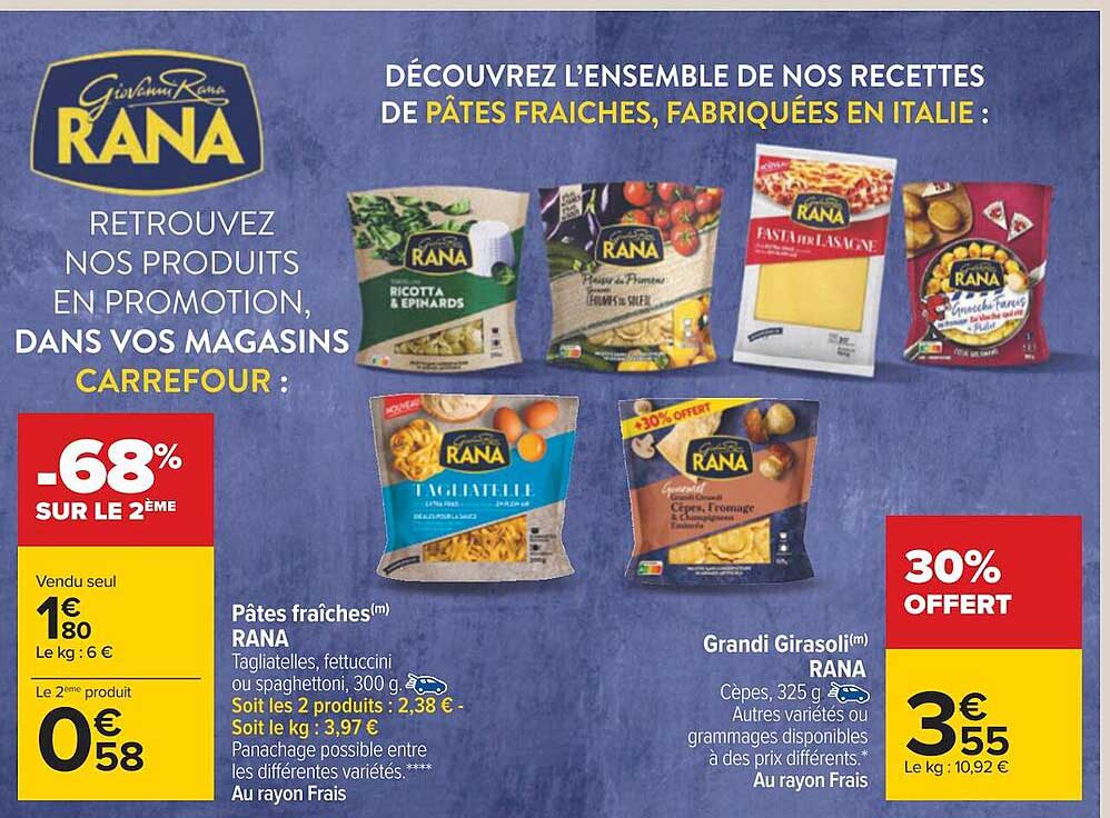 pâtes fraîches rana, grandi girasol rana