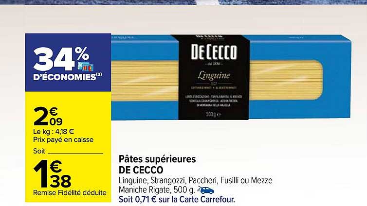 pâtes supérieures de cecco