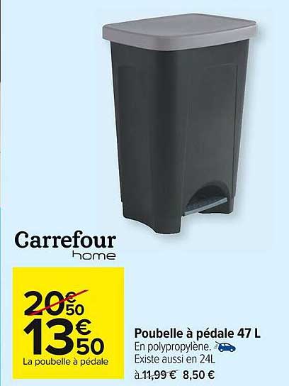 poubelle à pédale 47l carrefour home
