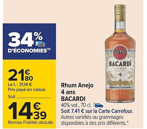rhum anejo 4 ans bacardi