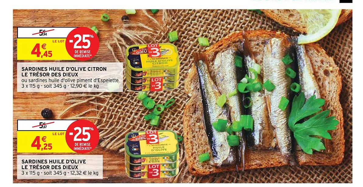 Sardines Huile D'olive Citron Le Trésor Des Dieux, Sardines Huile D'olive Le Trésor Des Dieux