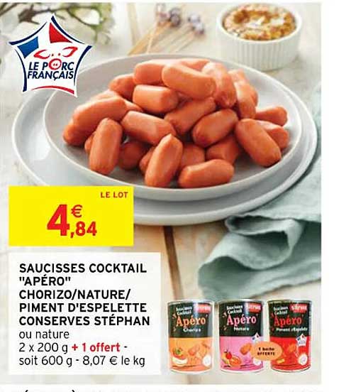 saucisses cocktail "apéro" chorizo-nature-piment d'espelette conserves stéphan