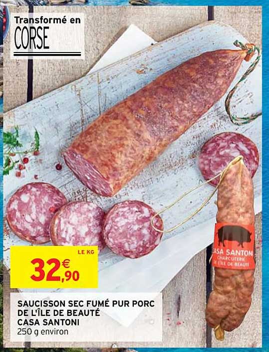 Saucisson Sec Fumé Pur Porc De L'île De Beauté Casa Santoni