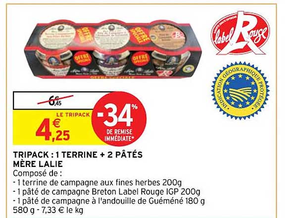 tripack : 1 terrine + 2 pâtés mère lalie
