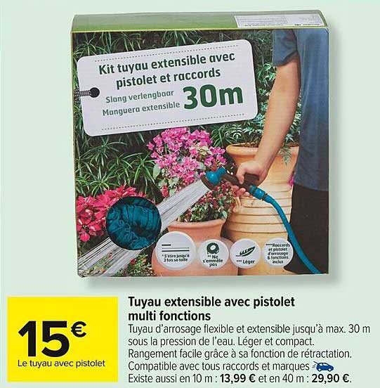 tuyau extensible avec pistolet multi fonctions
