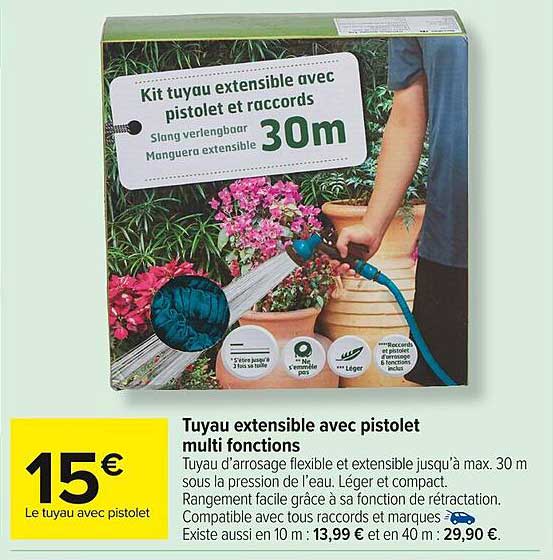 tuyau extensible avec pistolet multi fonctions