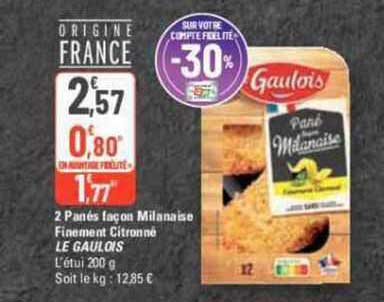 2 panés façon milanaise finement citronné le gaulois