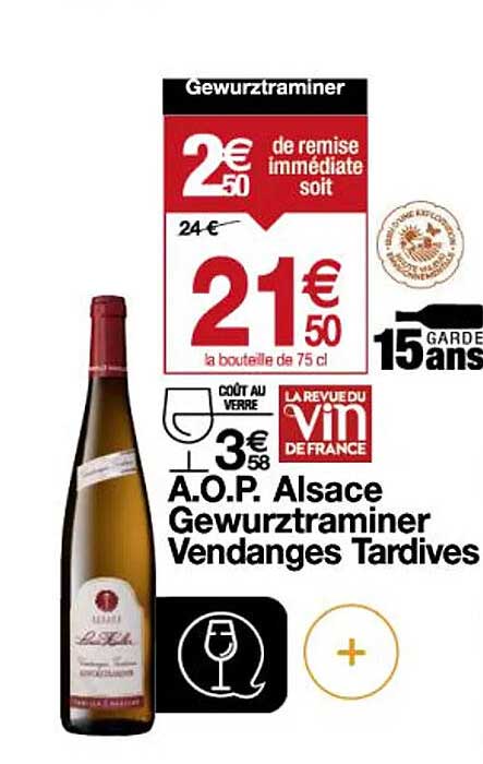 a.o.p. alsace gewurztraminer vendanges tardives