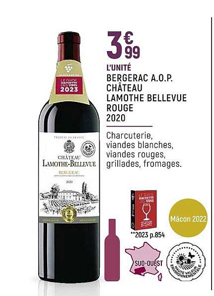 bergerac a.o.p. château lamothe bellevue rouge 2020