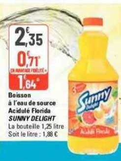 boisson à l'eau de source acidulé florida sunny delight