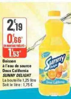 boisson à l'eau de source doux california sunny delight