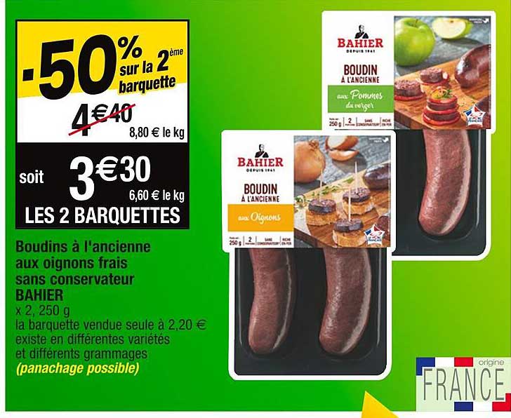 boudins à l'ancienne aux oignons frais sans conservateur bahier