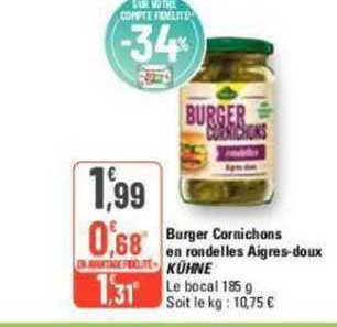 Burger Cornichons En Rondelles Aigres-doux Kühne