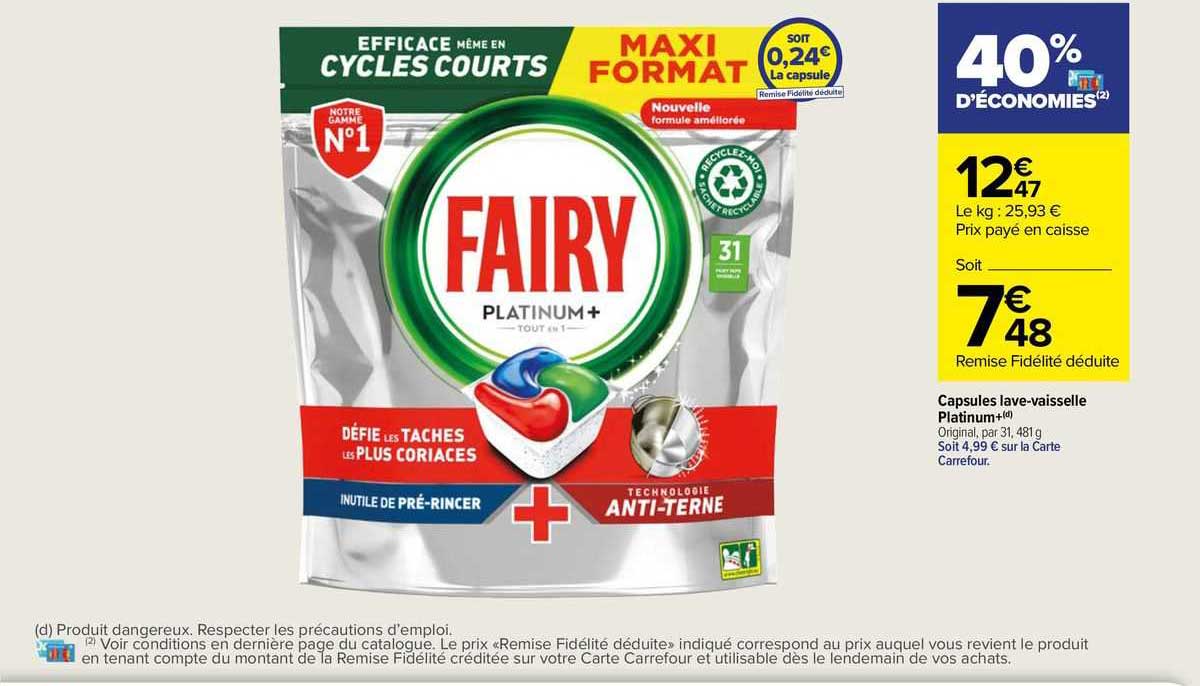 capsules lave-vaisselle platinum+