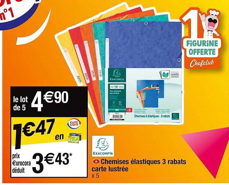 Chemises élastiques 3 Rabats Carte Lustrée Exacompta