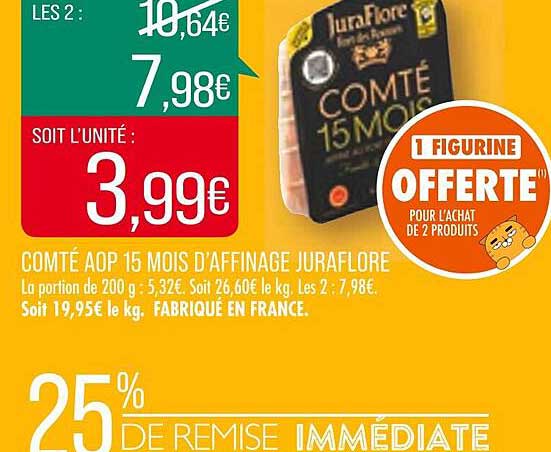 comté aop 15 mois d'affinage juraflore