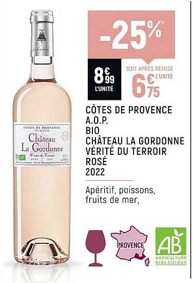 côtes de provence a.o.p. bio château la gordonne vérité du terroir rosé 2022