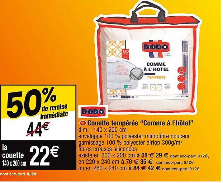 couette tempérée "comme à l'hôtel" dodo