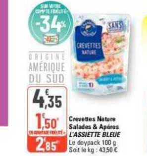 crevettes nature salades & apéros l'assiette bleue