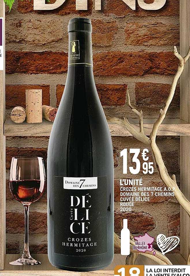 crozes hermitage a.o.p. domaine des 7 chemins cuvée délice rouge 2020