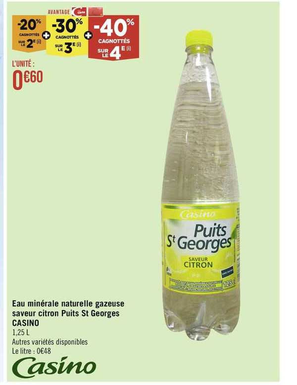 eau minérale naturelle gazeuse saveur citron puits st georges casino