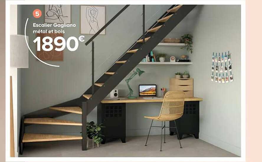 escalier gagliano métal et bois