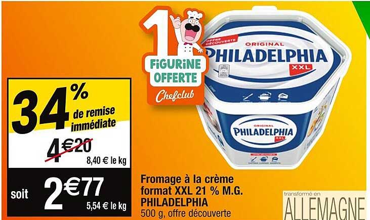 fromage à la crème format xxl 21% m.g. philadelphia