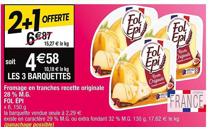fromage en tranches recette originale 28% m.g. fol épi