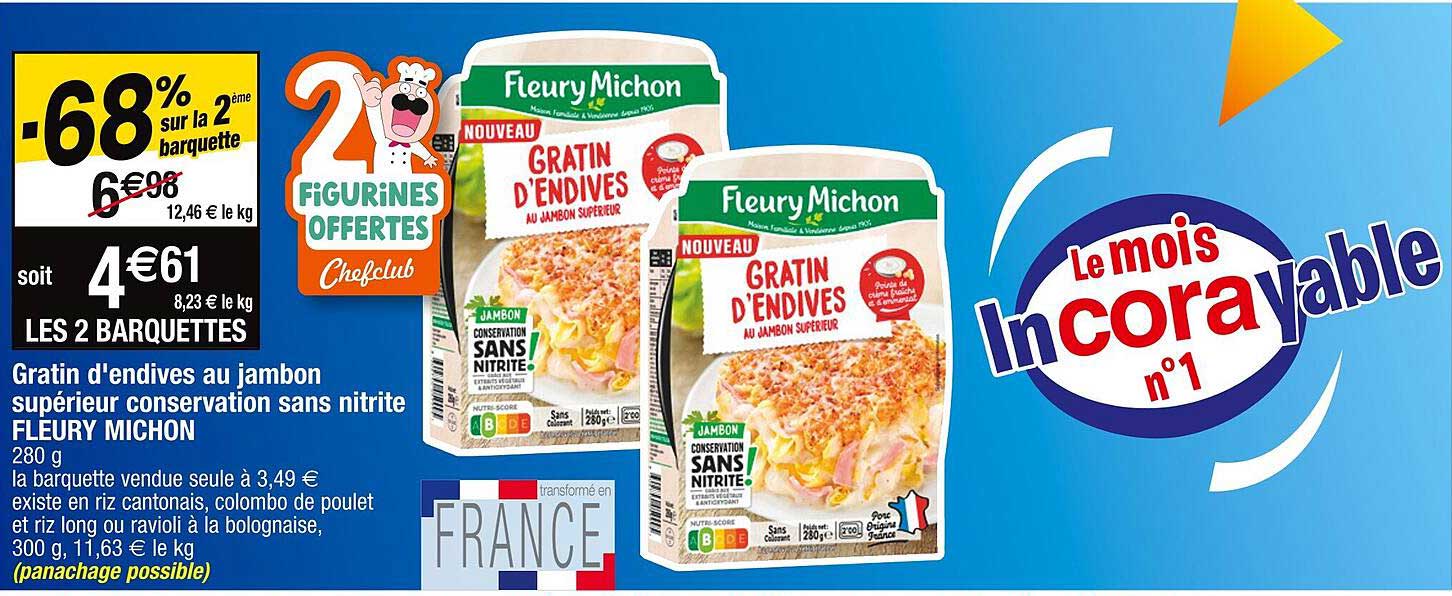 gratin d'endives au jambon supérieur conservation sans nitrite fleury michon