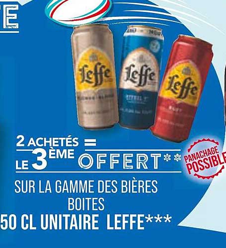 la gamme des bières boîtes  50cl unitaire leffe