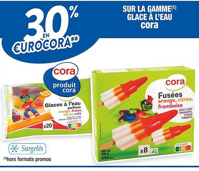 la gamme glace à l'eau cora