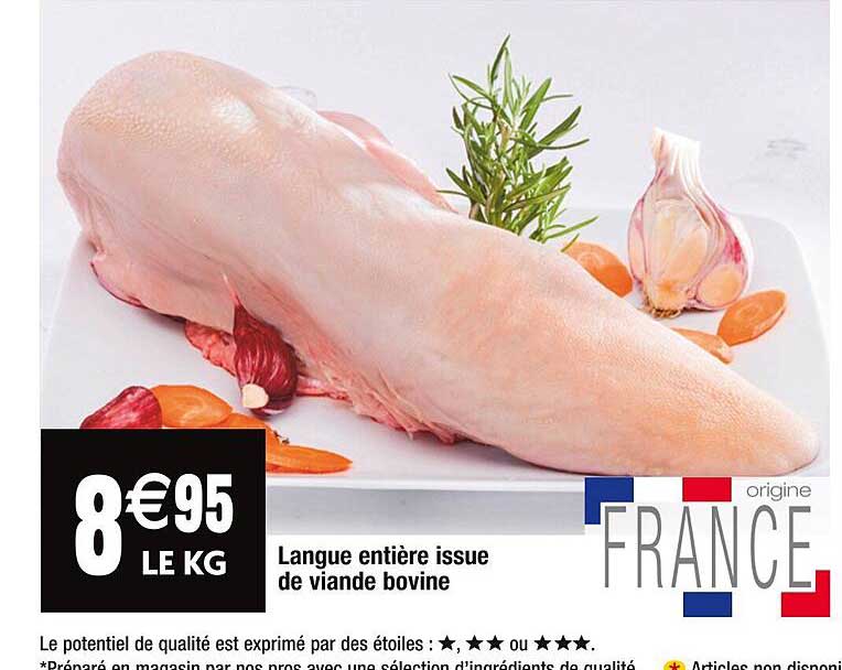 langue entière issue de viande bovine
