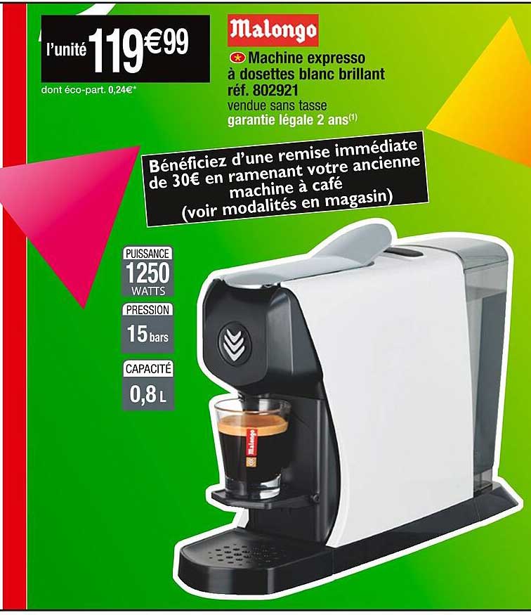 machine expresso à dosettes blanc brillant malongo