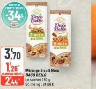 mélange 3 ou 5 noix daco bello