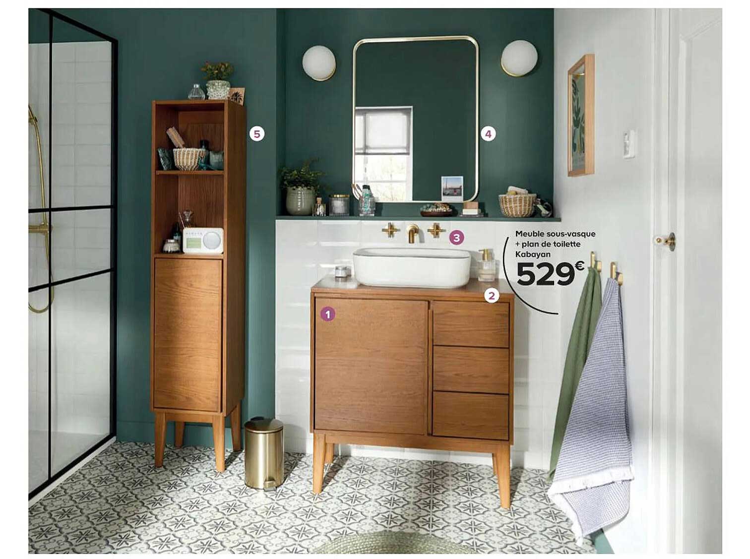 meuble sous-vasque + plan de toilette kabayan