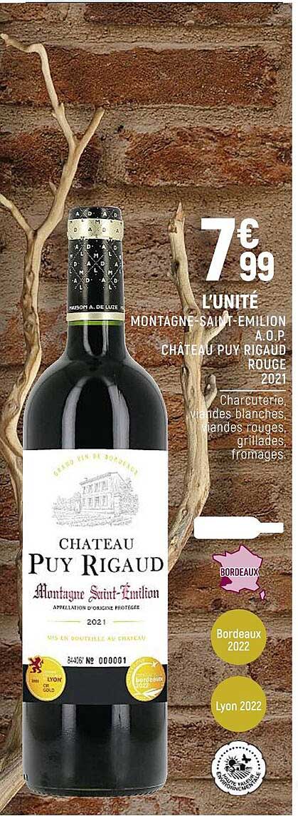montagne-saint-émilion a.o.p. château puy rigaud rouge 2021