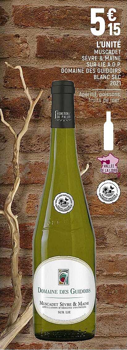 muscadet sèvre & maine sur lie a.o.p. domaine des guidoirs blanc sec 2021