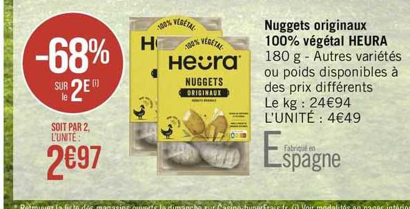 nuggets originaux 100% végétal heura
