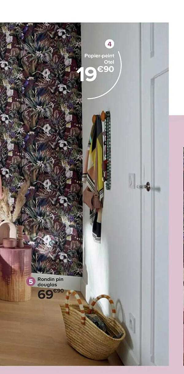 papier peint otel, rondin pin douglas