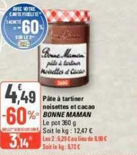 pâte à tartiner noisettes et cacao bonne maman