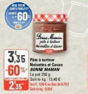 pâte à tartiner noisettes et cacao bonne maman