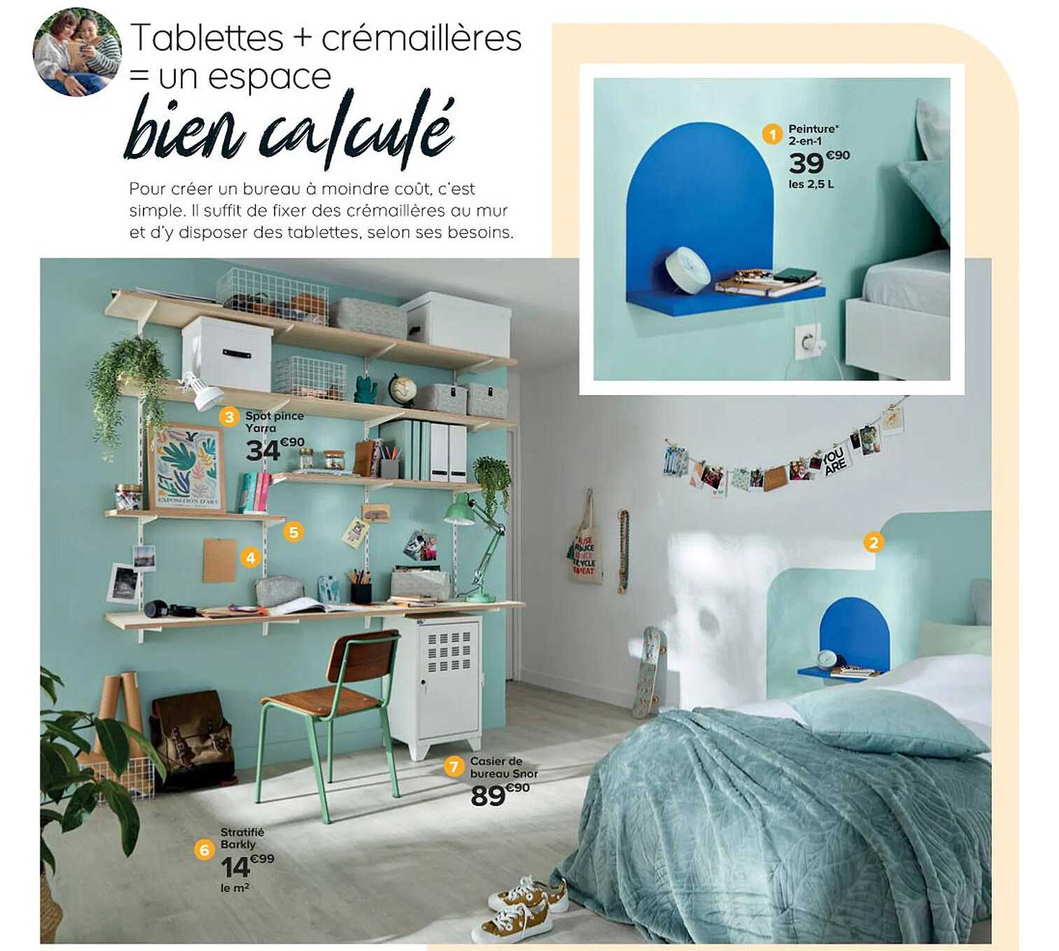 peinture 2-en-1, spot pince yarra, casier de bureau snor, stratifié barkly