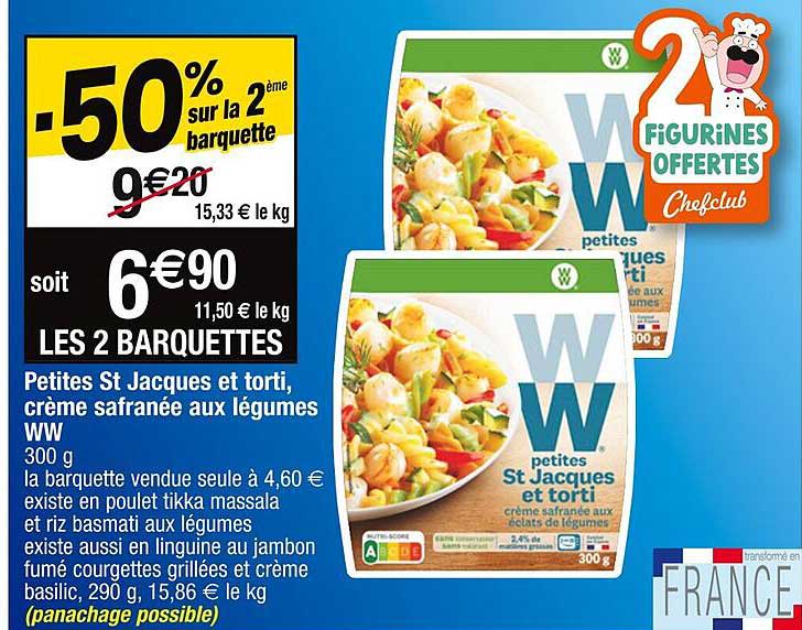 petites st jacques et torti, crème safranée aux légumes ww