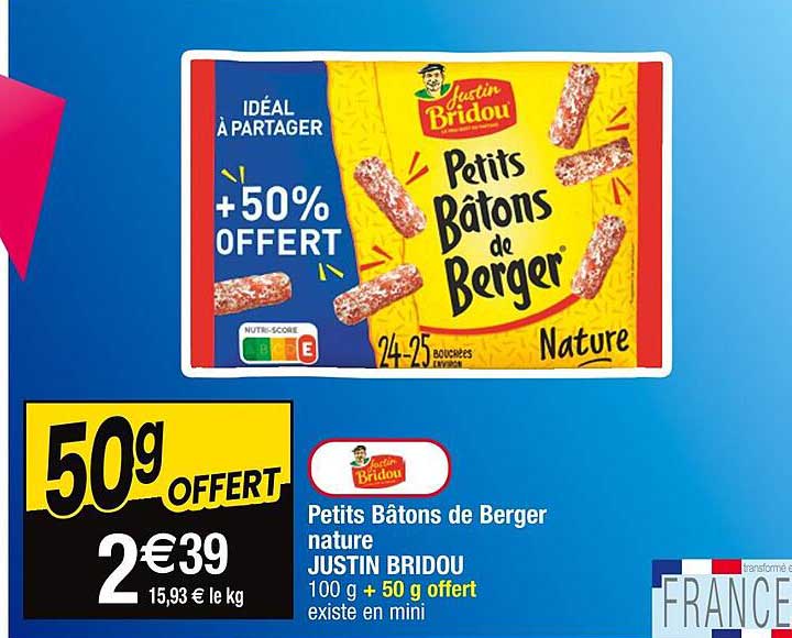 petits bâtons de berger  nature justin bridou
