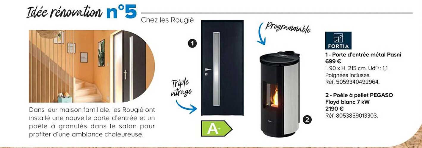 porte d'entrée métal pasni, poêle à pellet pegaso floyd blanc 7 kw