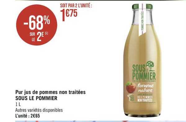 pur jus de pommes non traitées sous le pommier