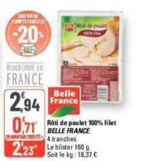 Rôti De Poulet 100% Filet Belle France